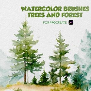 89 Procreate aquarel boom en bos voortplanten aquarel landschap voortplanten, aquarel penselen voortplanten. Voortplantingspenselen, Aquarelpenselen