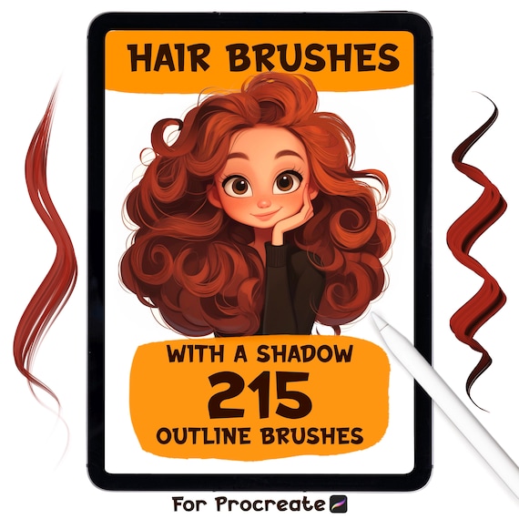 Procreate用ヘアブラシ。2色アニメヘアブラシ。アウトラインアニメ