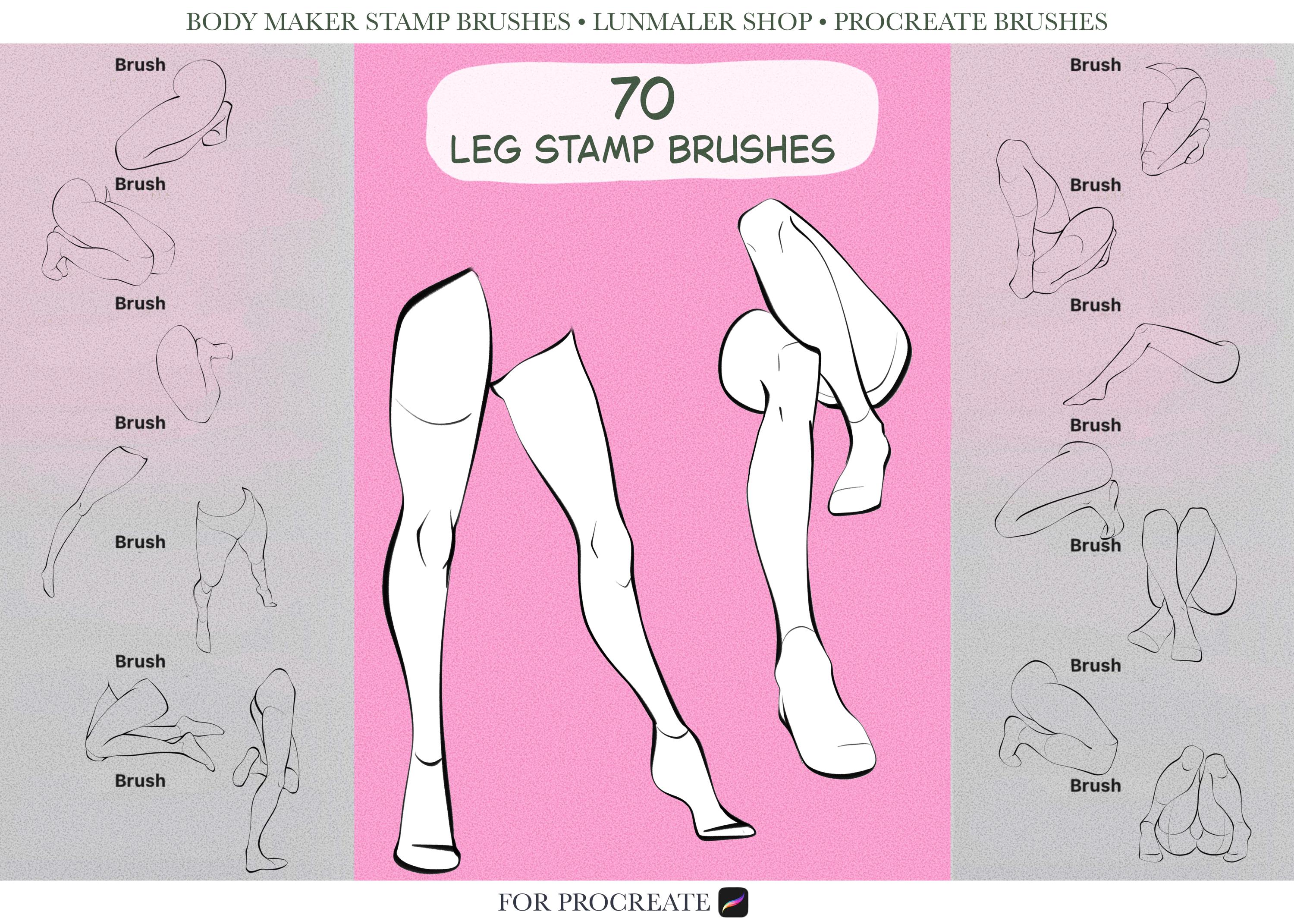 Procreate Legs Female Body Maker Stamp Brushes for Procreate. Procreate Character ...