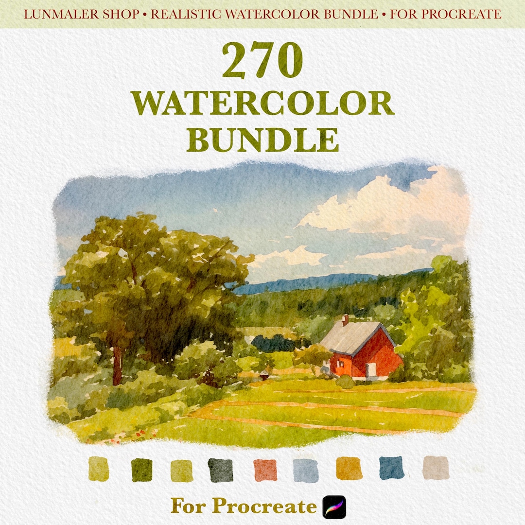 Realistic Watercolor Brushes for Procreate App. Wet Brushes, Watercolor ...