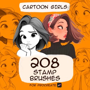 Cartoon girls stamp brushes for Procreate app