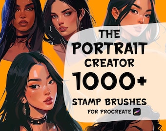 1000 portrait stamp brushes for Procreate, the portrait creator for Procreate, hair stamp brushes, face stamp brushes, Procreate stamp brush