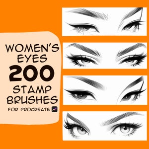 Women&#39;s eyes 200 stamp brushes for Procreate, Procreate stamp, procreate brushes, Procreate woman, Procreate portrait, digital stamp brushes