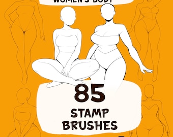 Borstels voor lichaamsstempels voor vrouwen voor de Procreate-app en Adobe Photoshop