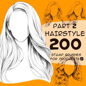 200 Procreate ヘアスタンプ、Procreate 女性のヘアスタイル スタンプ ブラシ、Procreate カーリーヘア ブラシ、Procreate スタンプ ブラシ、Procreate ヘア