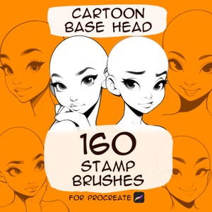 Cartoon princess base head stamp brushes for Procreate. Procreate portrait stamps. Anime manga brushes. Cartoon girl. Character design brush