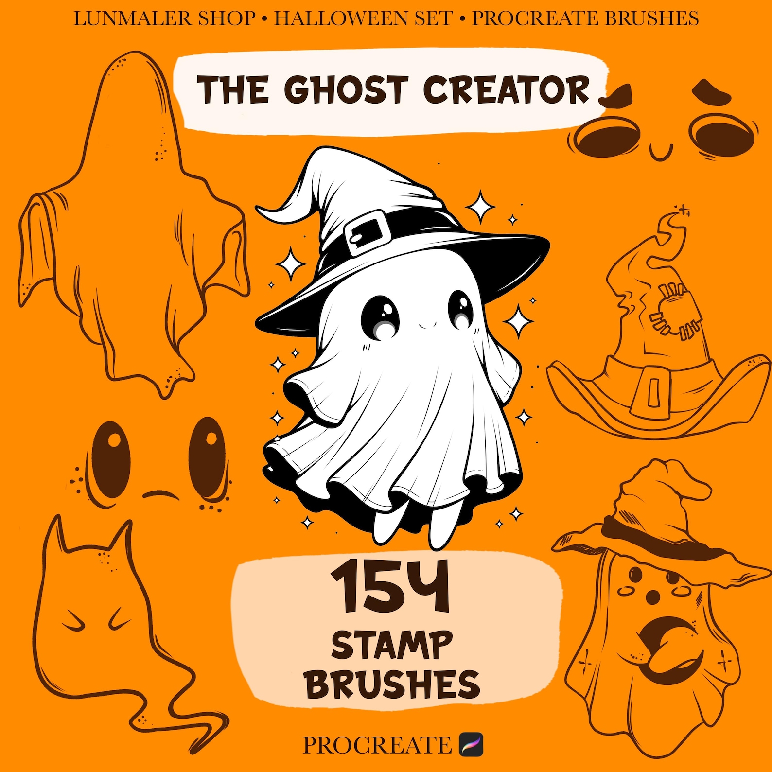 Halloween Procreate Stamp Brush Mega Set: Character, Ghost, Pumpkin ...