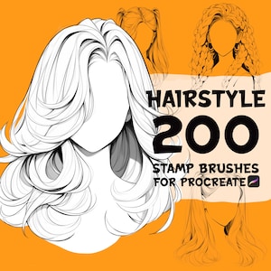 200 hairstyle stamp brushes for Procreate | Hair brushes | Hair stamp brushes | Procreate hair | Procreate hairstyle | curly hairstyle stamp