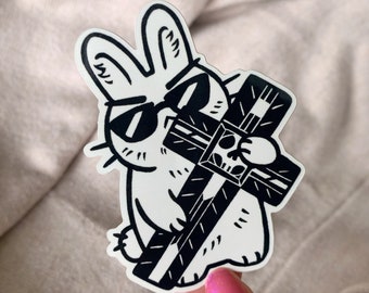 Wolfwood Bunny Vinyl Sticker // Trigun // Anime Stampede Bunny // Cute Laptop Water Bottle Sticker