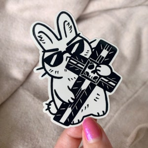 Wolfwood Bunny Vinyl Sticker // Trigun // Anime Stampede Bunny // Cute Laptop Water Bottle Sticker