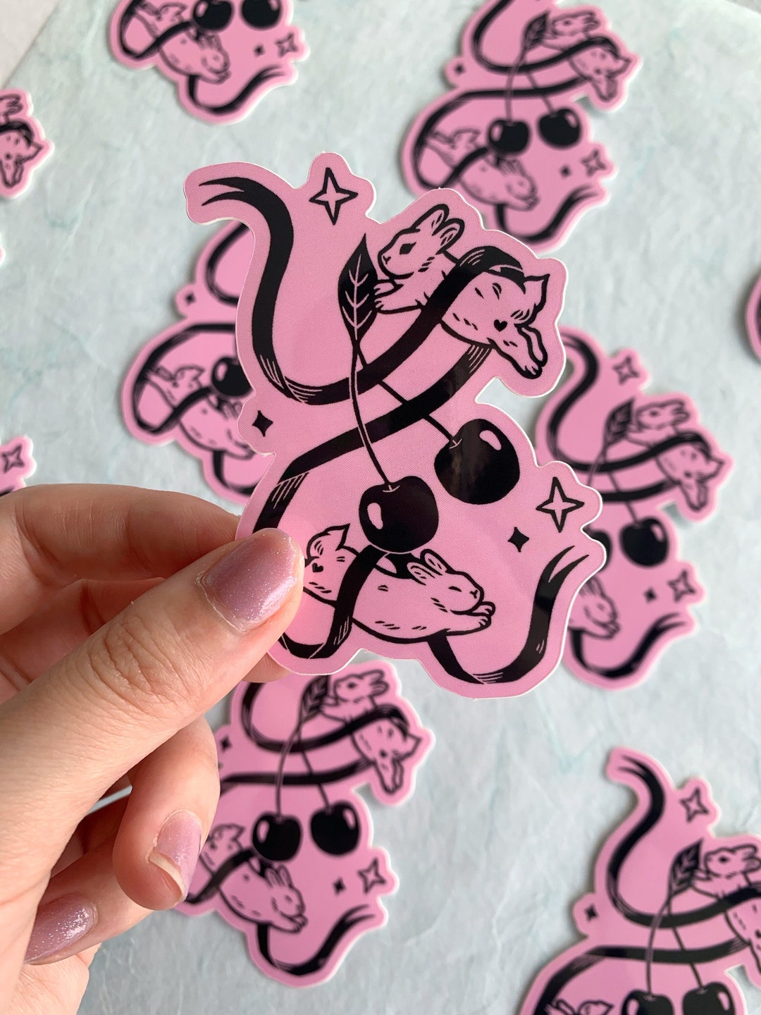 Cute Fruit Bunny Vinyl Sticker // Rabbit Cherry // Laptop Water Bottle ...