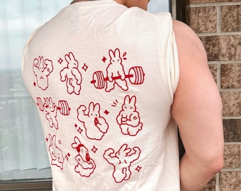Buff Dust Bunny T Shirt // Gym Bunny Screen Printed Tee // Buff Bun Tee