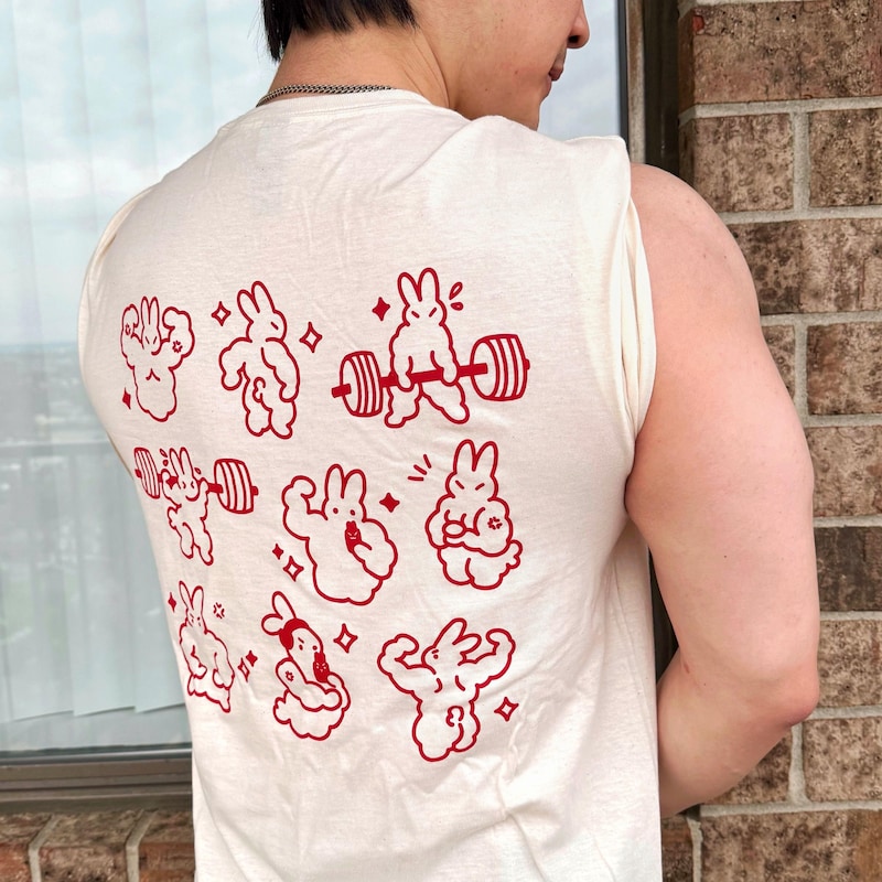 Deadlifting white bunny (back print) T-shirt (EU) main image 1