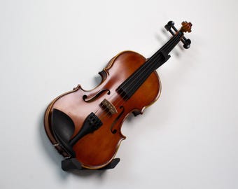 Slanted Angled Adjustable • Violin Wall Mount • Hook Bracket Holder Display • Mounting Equipment included • Black