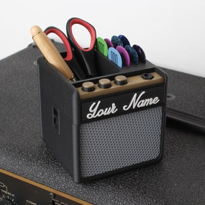 Customizable Marshall Style Amp Pen Plectrum Holder Desk Organizer Musician Gift For Guitar Players Bild 6