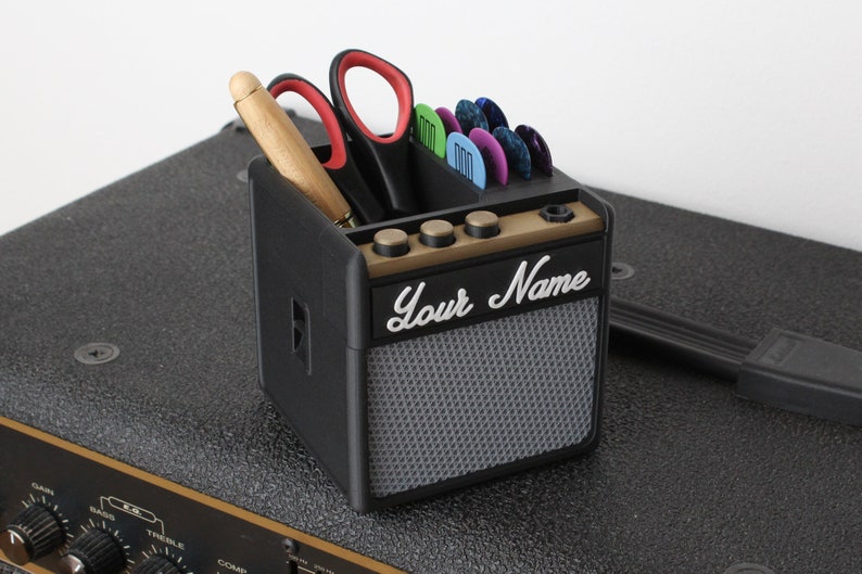 Customizable Marshall Style Amp Pen Plectrum Holder Desk Organizer Musician Gift For Guitar Players Bild 6