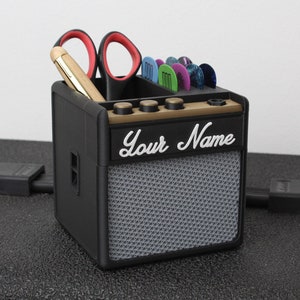 Customizable Amp Pen Plectrum Holder Desk Organizer Musician Gift For Guitar Players Bild 1