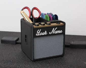 Customizable Amp • Pen Plectrum Holder • Desk Organizer • Musician Gift • For Guitar Players