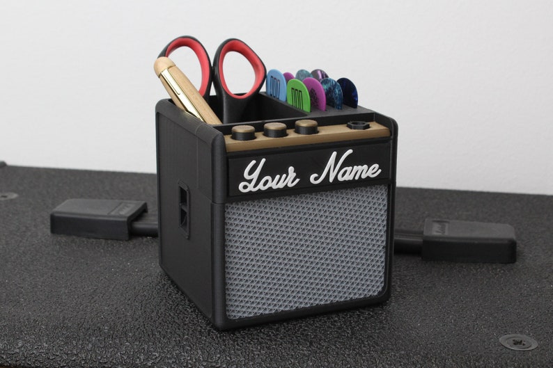 Customizable Amp Pen Plectrum Holder Desk Organizer Musician Gift For Guitar Players Bild 1