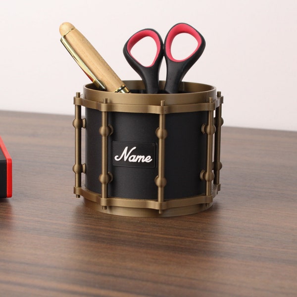 Snare Drum Pen Holder • Customizable Musician Desk Organizer