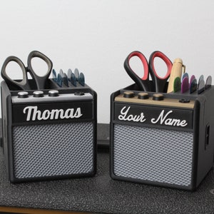 Customizable Marshall Style Amp Pen Plectrum Holder Desk Organizer Musician Gift For Guitar Players image 2