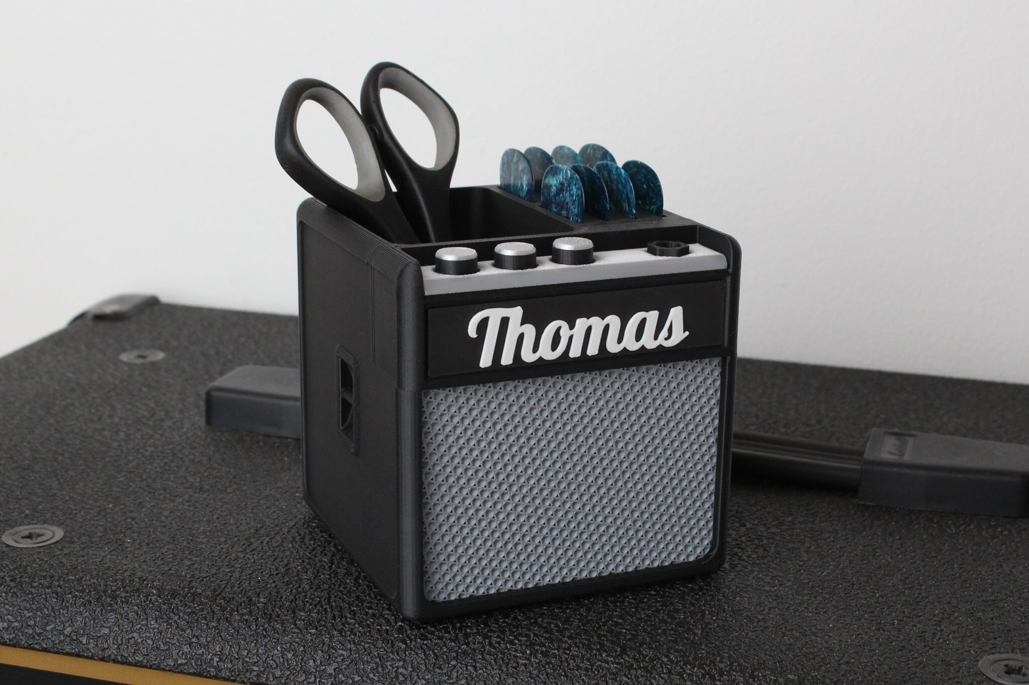Customizable AMP • Pen Plectrum Pick Holder • Desk Organizer • Musician Guitar Player • Drummer Gift Present