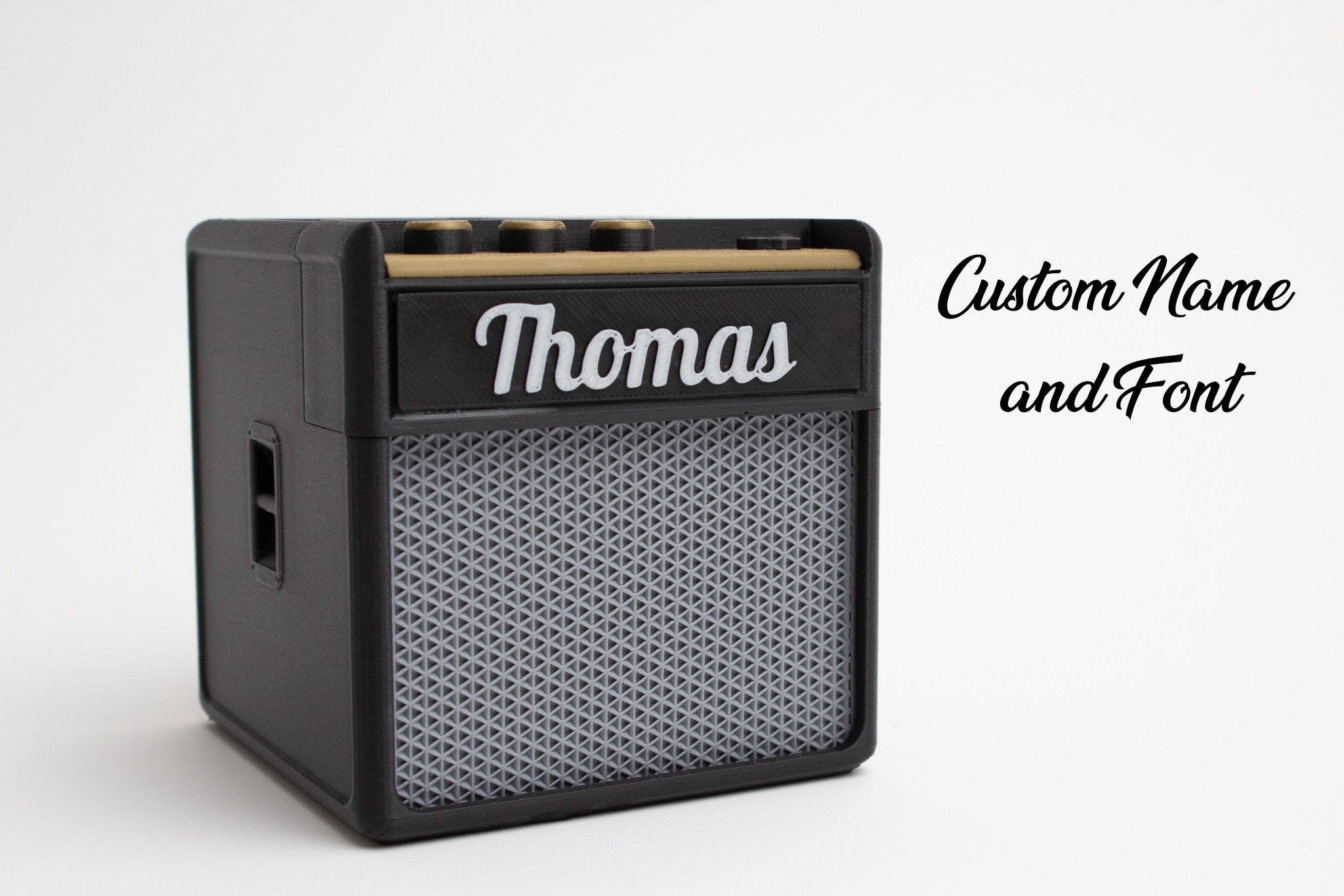 Customizable AMP • Pen Plectrum Pick Holder • Desk Organizer • Musician Guitar Player • Drummer Gift Present