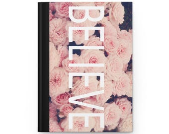 BELIEVE Journal, Hardcover Matte Notebook | Monochrome Lily Cover