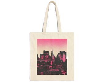 PINK CITY Graphic Tote Bag | Glossy Type Canvas Tote