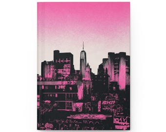 PINK CITY Journal, Hardcover Matte Notebook | Monochrome Lily Cover