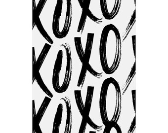 XOXO Poster: Brushstroke Hugs Kisses Wall Art
