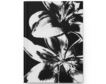 MIDNIGHT BLOOM Journal, Hardcover Matte Notebook | Monochrome Lily Cover