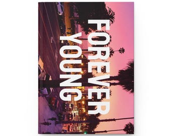 FOREVER YOUNG Journal, Hardcover Matte Notebook | Monochrome Lily Cover