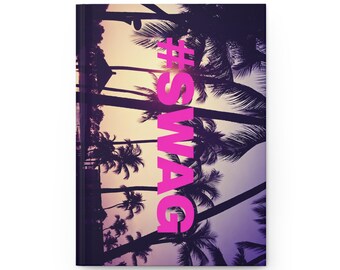 SUNSET SWAG-dagboek, hardcover mat notitieboek | Monochroom lelieblad