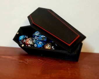 Coffin Dice Box with Magnetic Lid | DnD Dice Coffin Dungeons and Dragons | Vampire The Masquerade Dice Vault | TTRPG Dice Box