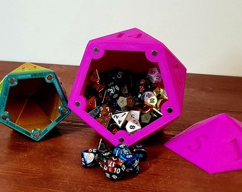 D20 Countdown Dice Box with Magnetic Lid | DnD Dice Vault | Dungeons and Dragons | Magic the Gathering Spindown Die | TTRPG Dice Box