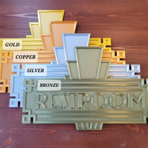 17in Custom Art Deco Sign | Restroom Decor | Speakeasy | Theater | 3D Printed Decoration | Interior Plastic Decoration