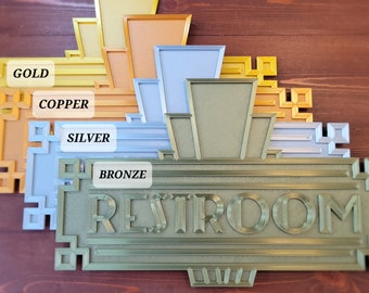 17in Custom Art Deco Sign | Restroom Decor | Speakeasy | Theater | 3D Printed Decoration | Interior Plastic Decoration