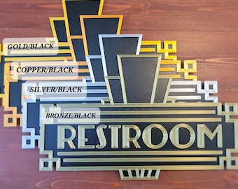 17in 2-color Art Deco Sign | Restroom Decor | 3D Printed Decoration | Interior Plastic Decoration