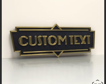 Placa Art Déco Personalizable / Decoración de Pared Personalizada / Decoración Impresa en 3D / Bronce AD3
