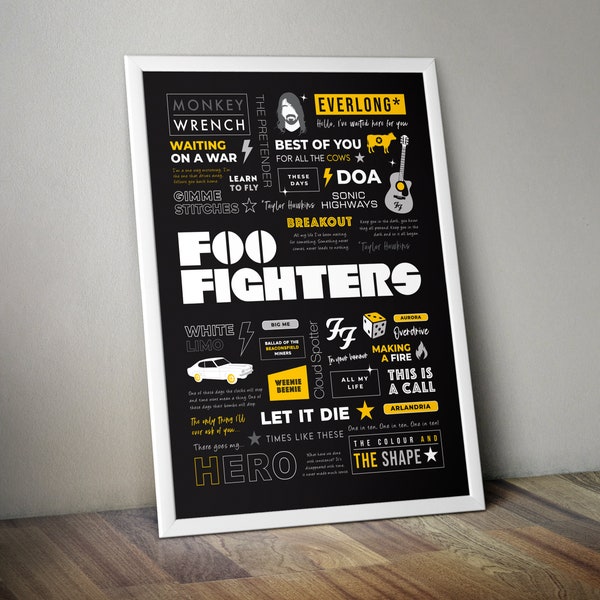 Foo Fighters Poster Print wall art – Hero Yellow - High Quality Print / A4 / A3