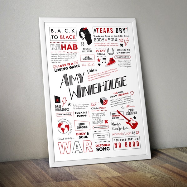 Amy Winehouse Poster Print – High Quality Print - Valerie white / A4 / A3