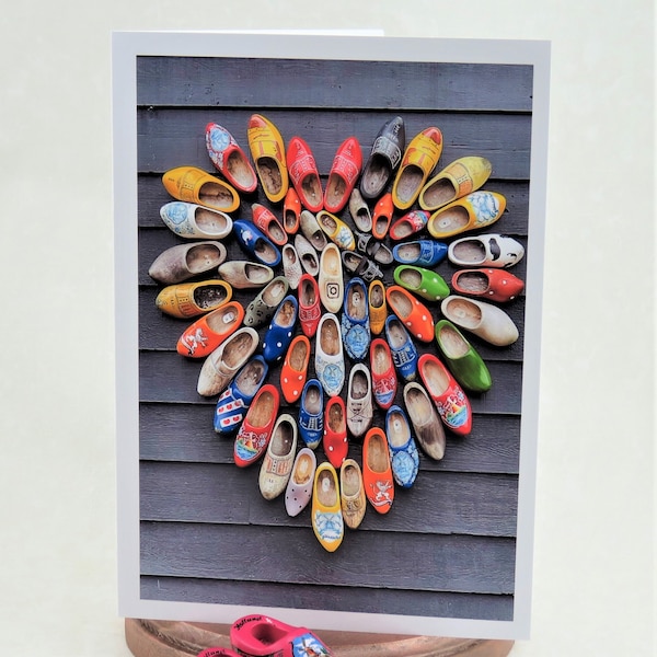 Heart Wooden Clog Shoes, Beautiful Holland Greeting Card, Blank Cards, Netherlands