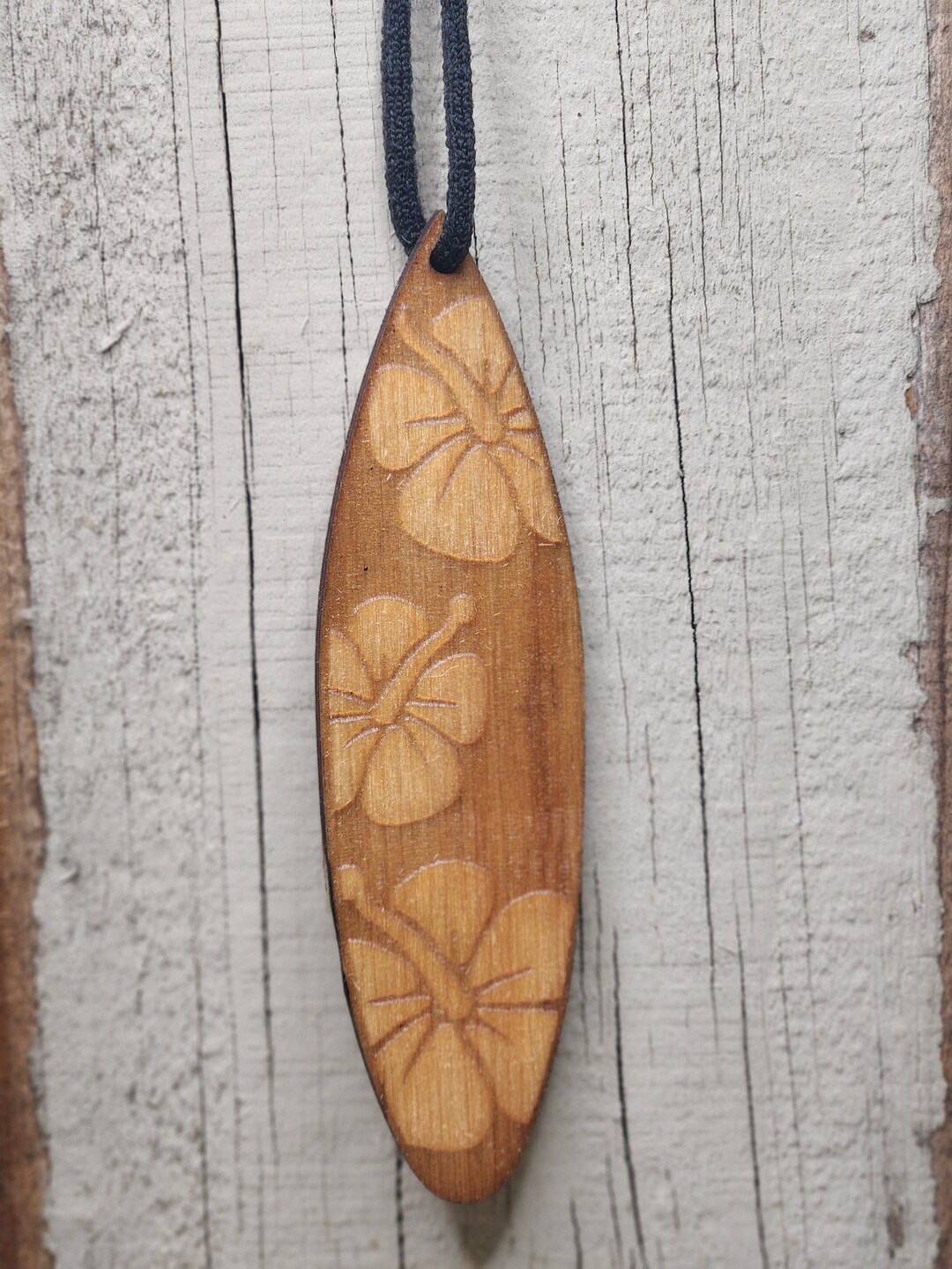 Surfboard Hibiscus Car Air Freshener Wood Diffuser Refillable Eco