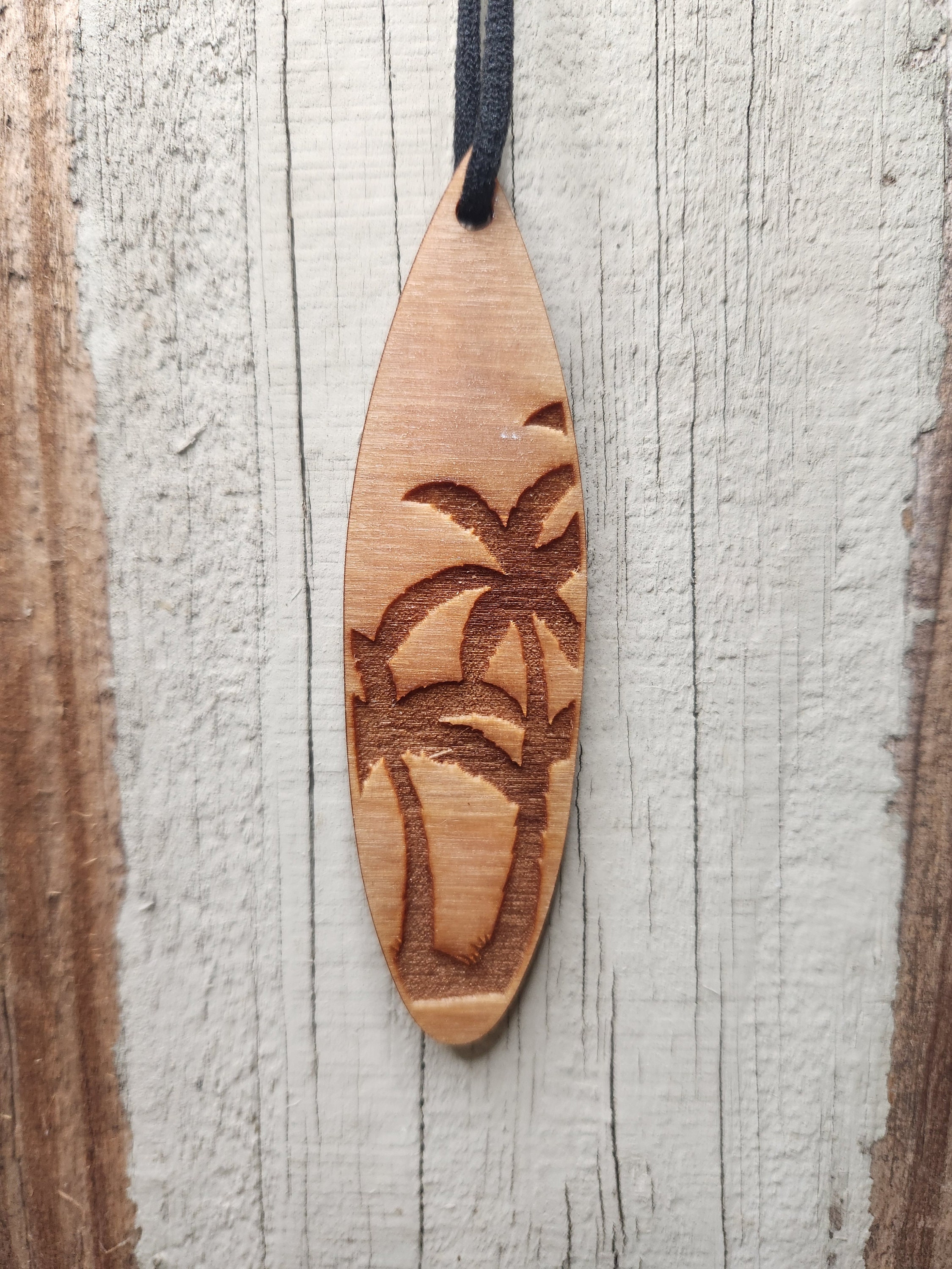 Surfboard Palm Tree Car Air Freshener Wood Diffuser Refillable Eco