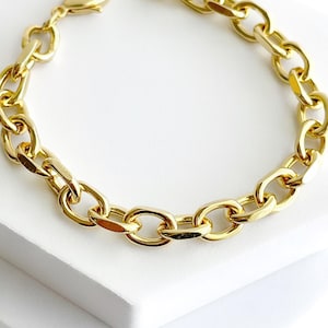 18K Gold Filled Chunky Cable Chain Bracelet | Chunky Chain Bracelet | Gold Chain Bracelet | Handmade Bracelet
