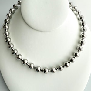 Stainless Steel Beaded Necklace | 10mm Stainless Steel Bead Necklace | Sliver Bead Necklace | Non Tarnish and Waterproof