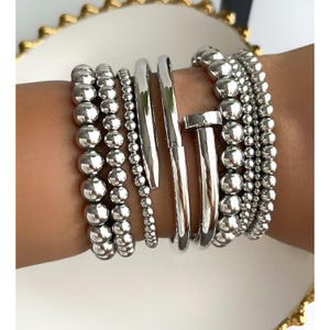 Stainless Steel Bracelet | Stainless Steel Beaded Bracelet | Sliver Beaded Bracelet | Tarnish Free and Waterproof