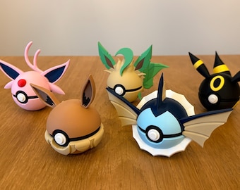 Custom Pokeball Pocket Monster Eeveelutions Collectible and Display Balls - 3D Printed Model Figure