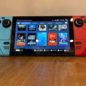 Steam Deck Vinyl Skin - Red and Blue Handheld Controller Style, Removable Matte Vinyl